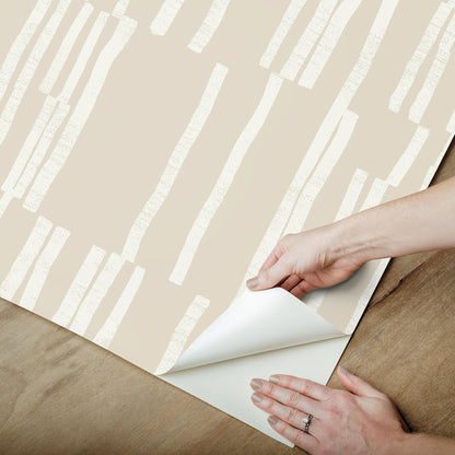 York Wallcoverings Nikki Chu Premium Peel + Stick Koso Linen Premium Peel + Stick Wallpaper Modern Stripes Beiges  Wallpaper - PSW1662RL