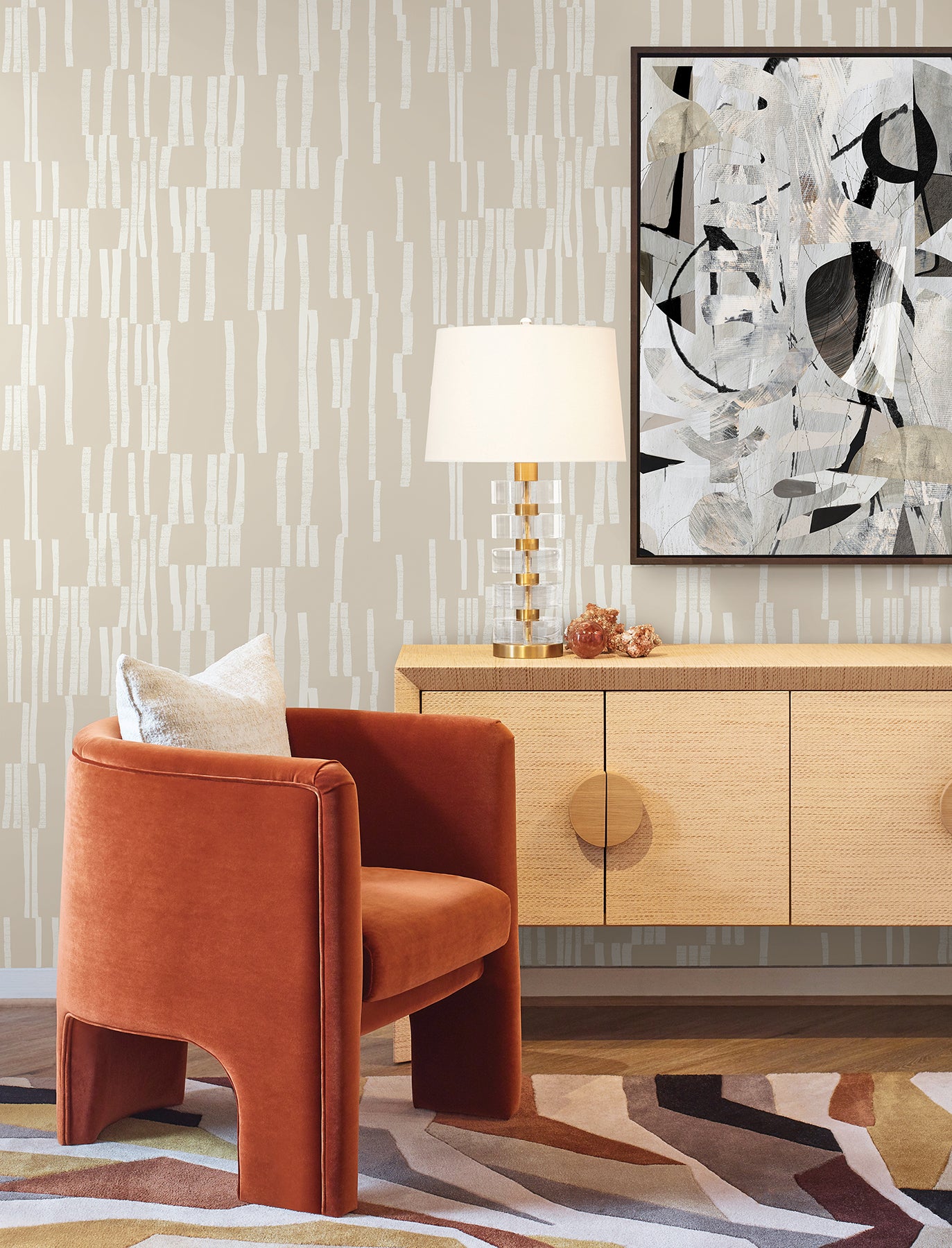 York Wallcoverings Nikki Chu Premium Peel + Stick Koso Linen Premium Peel + Stick Wallpaper Modern Stripes Beiges  Wallpaper - PSW1662RL