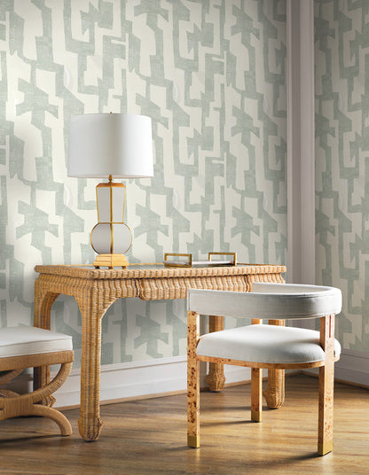 York Wallcoverings Nikki Chu Premium Peel + Stick Tribe Jade Premium Peel + Stick Wallpaper Modern Geometrics Greens  Wallpaper - PSW1668RL
