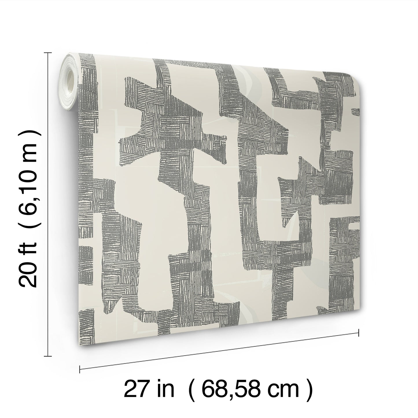 York Wallcoverings Mirth Studios Tribe Black and Taupe Premium Peel + Stick Wallpaper Modern Geometrics Blacks  Wallpaper - PSW1669RL