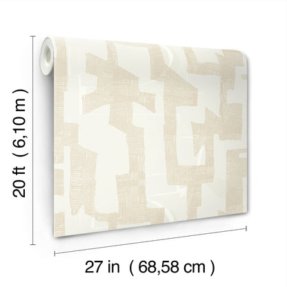 York Wallcoverings Mirth Studios Tribe Caramel Cream Premium Peel + Stick Wallpaper Modern Geometrics Yellows  Wallpaper - PSW1670RL