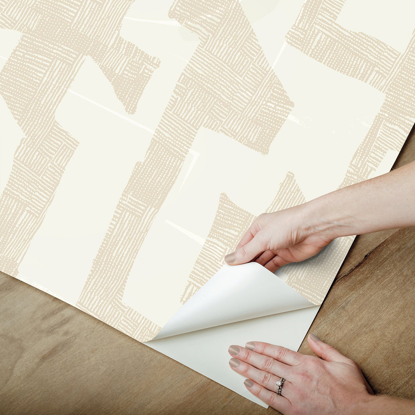 York Wallcoverings Mirth Studios Tribe Caramel Cream Premium Peel + Stick Wallpaper Modern Geometrics Yellows  Wallpaper - PSW1670RL