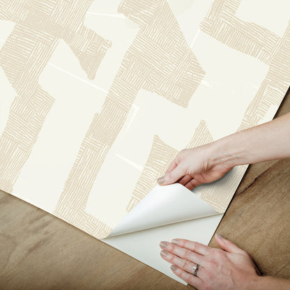 York Wallcoverings Mirth Studios Tribe Caramel Cream Premium Peel + Stick Wallpaper Modern Geometrics Yellows  Wallpaper - PSW1670RL