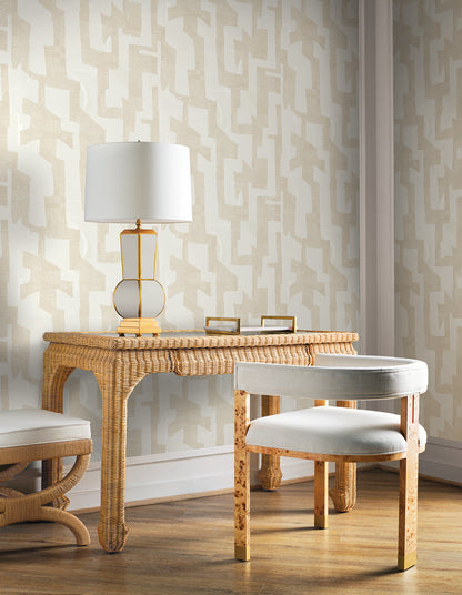 York Wallcoverings Mirth Studios Tribe Caramel Cream Premium Peel + Stick Wallpaper Modern Geometrics Yellows  Wallpaper - PSW1670RL