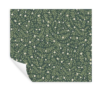 York Wallcoverings Rifle Paper Co. Elodie Evergreen Petite Floral Premium Peel + Stick Wallpaper Botanical Modern Evergreen  Wallpaper - PSW1674RL