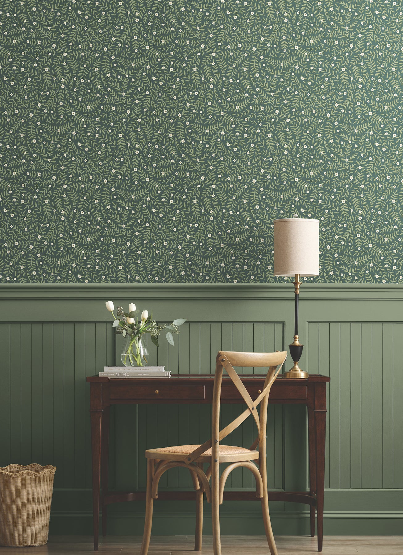 York Wallcoverings Rifle Paper Co. Elodie Evergreen Petite Floral Premium Peel + Stick Wallpaper Botanical Modern Evergreen  Wallpaper - PSW1674RL