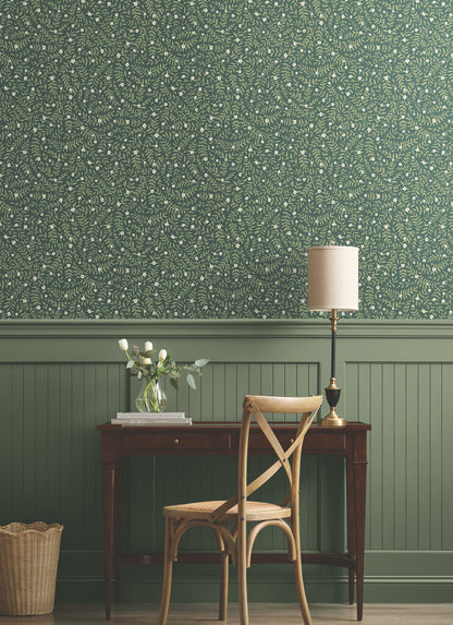 York Wallcoverings Rifle Paper Co. Elodie Evergreen Petite Floral Premium Peel + Stick Wallpaper Botanical Modern Evergreen  Wallpaper - PSW1674RL