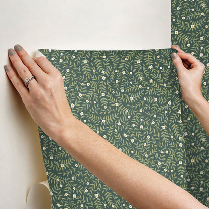 York Wallcoverings Rifle Paper Co. Elodie Evergreen Petite Floral Premium Peel + Stick Wallpaper Botanical Modern Evergreen  Wallpaper - PSW1674RL