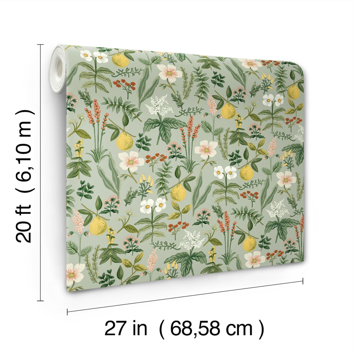 York Wallcoverings Rifle Paper Co. Herb Garden Sage Botanical Premium Peel + Stick Wallpaper Botanical Whimsical Sage  Wallpaper - PSW1675RL