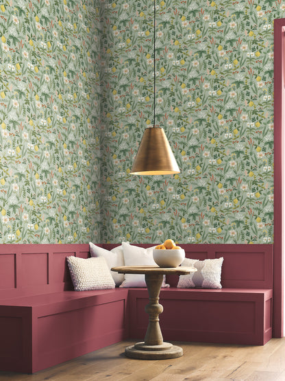 York Wallcoverings Rifle Paper Co. Herb Garden Sage Botanical Premium Peel + Stick Wallpaper Botanical Whimsical Sage  Wallpaper - PSW1675RL