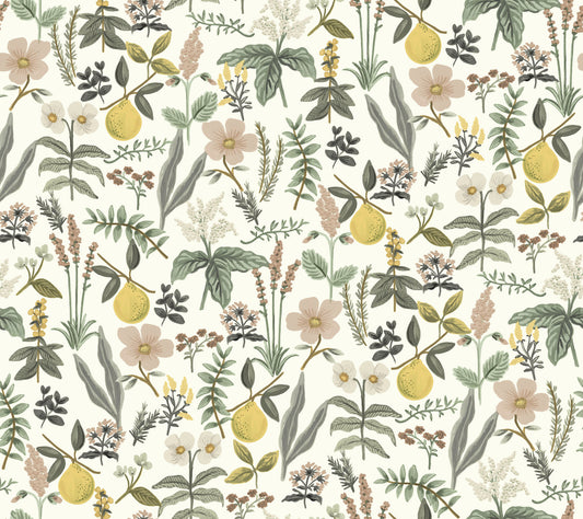 York Wallcoverings Rifle Paper Co. Herb Garden Cream Botanical Premium Peel + Stick Wallpaper Botanical Whimsical Cream  Wallpaper - PSW1678RL