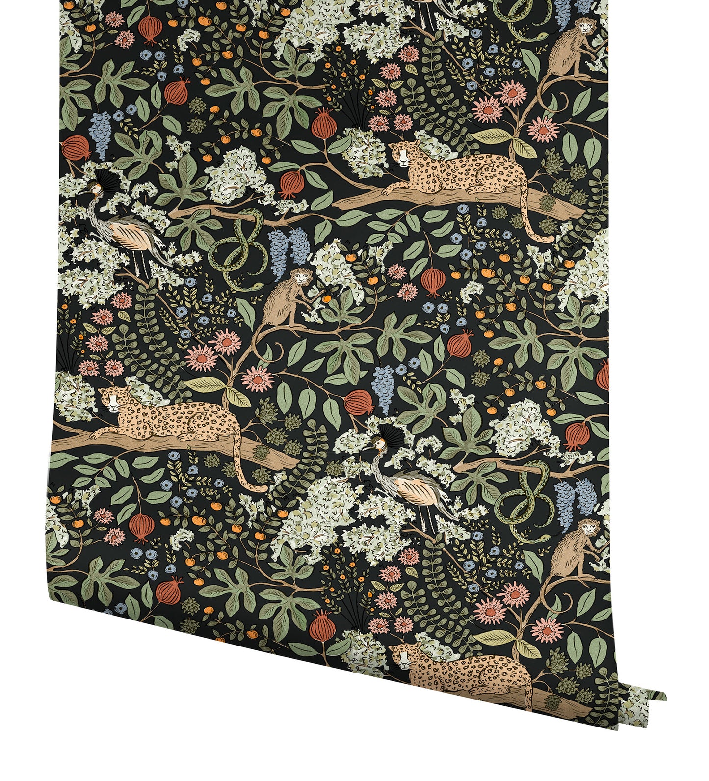 York Wallcoverings Rifle Paper Co. Safari Black Jungle Toile Premium Peel + Stick Wallpaper Nature Whimsical Black  Wallpaper - PSW1680RL