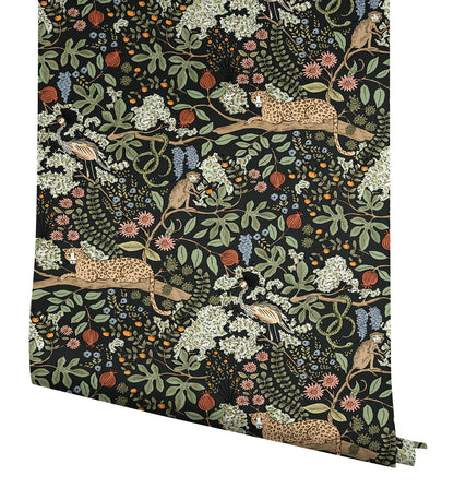 York Wallcoverings Rifle Paper Co. Safari Black Jungle Toile Premium Peel + Stick Wallpaper Nature Whimsical Black  Wallpaper - PSW1680RL