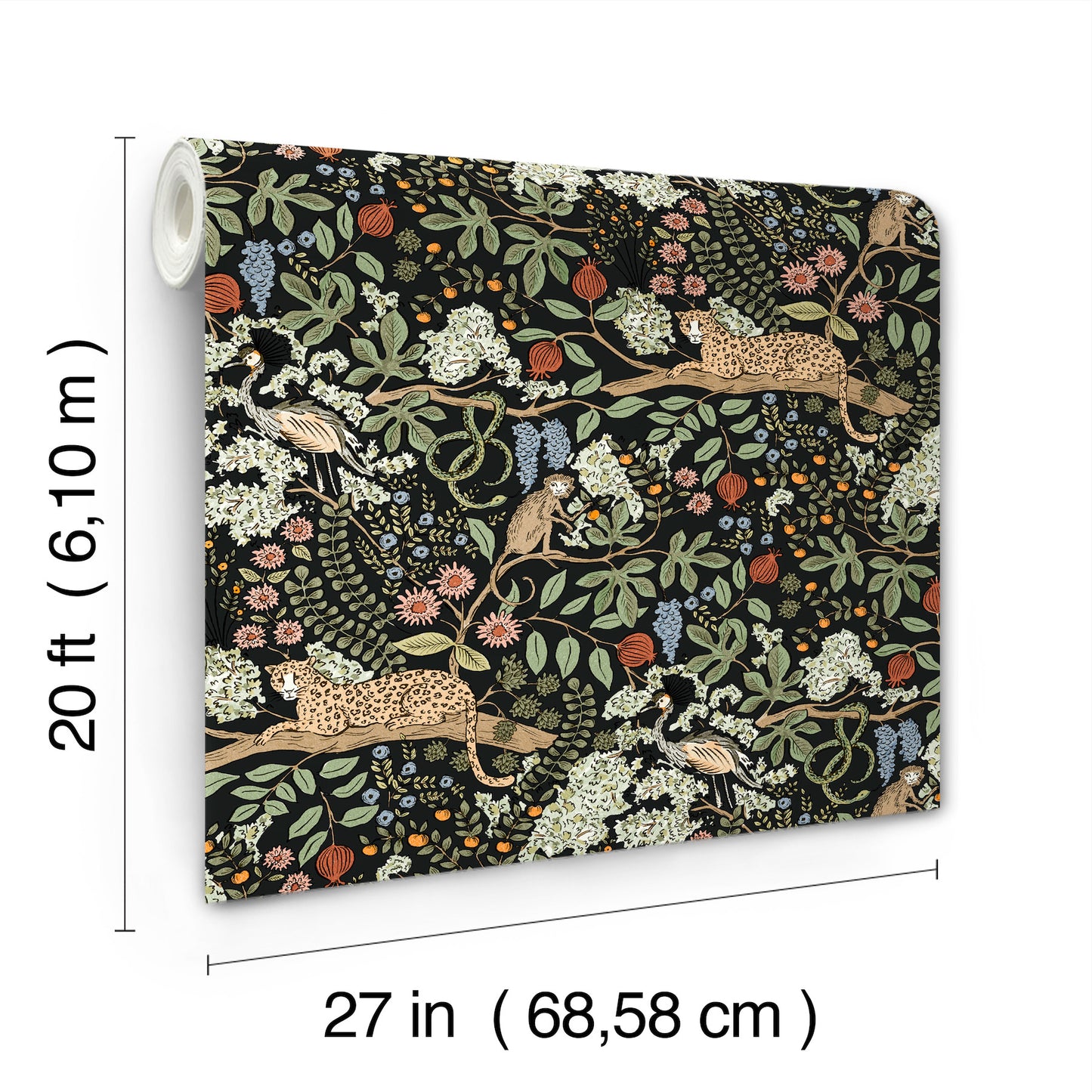 York Wallcoverings Rifle Paper Co. Safari Black Jungle Toile Premium Peel + Stick Wallpaper Nature Whimsical Black  Wallpaper - PSW1680RL