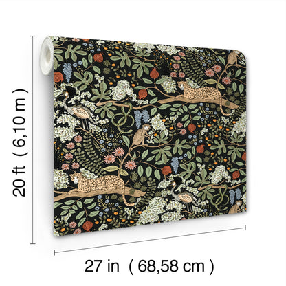York Wallcoverings Rifle Paper Co. Safari Black Jungle Toile Premium Peel + Stick Wallpaper Nature Whimsical Black  Wallpaper - PSW1680RL