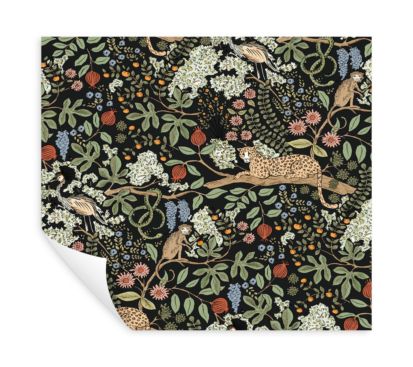 York Wallcoverings Rifle Paper Co. Safari Black Jungle Toile Premium Peel + Stick Wallpaper Nature Whimsical Black  Wallpaper - PSW1680RL