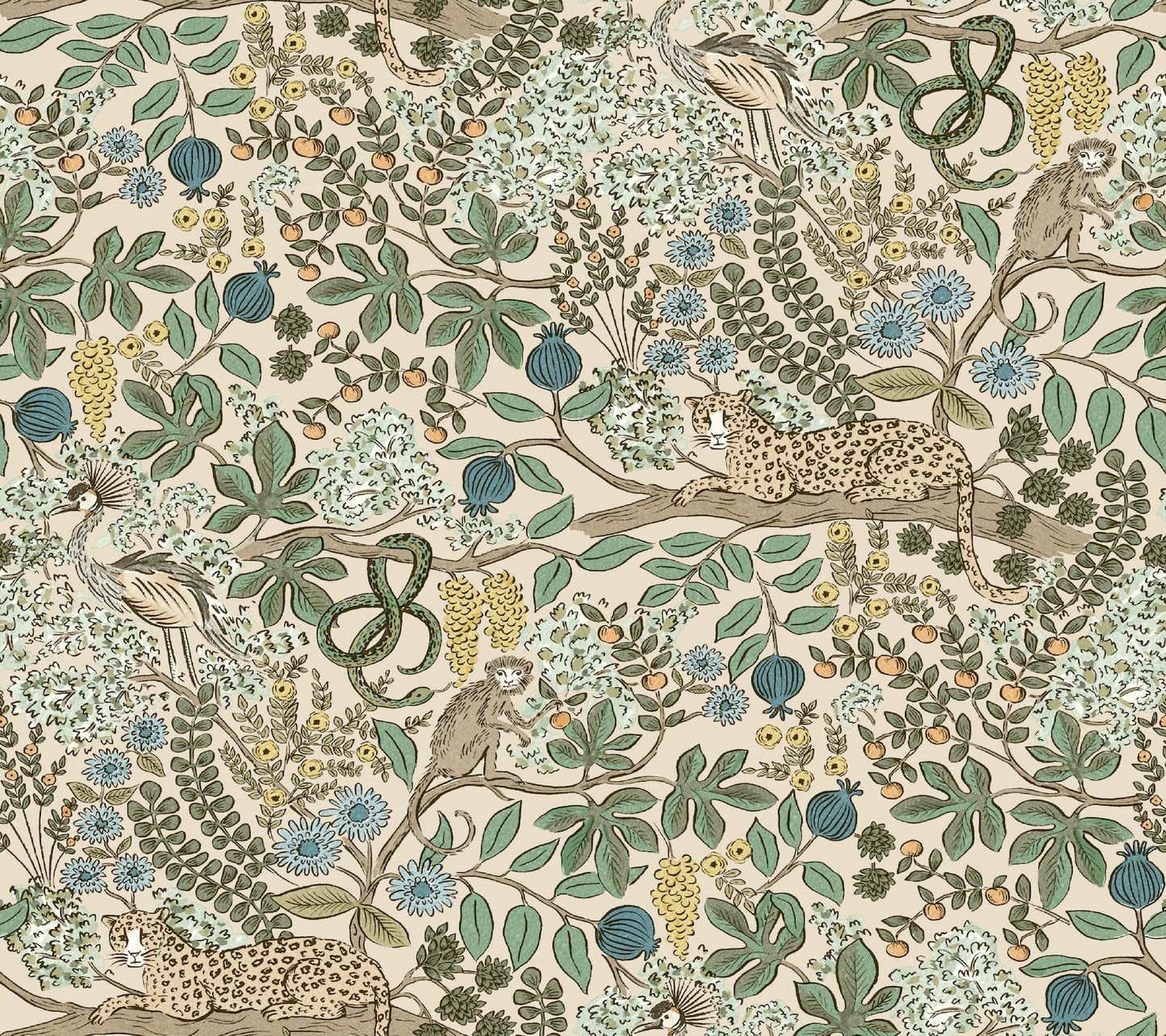 York Wallcoverings Rifle Paper Co. Safari Cream Jungle Toile Premium Peel + Stick Wallpaper Nature Whimsical Cream  Wallpaper - PSW1681RL