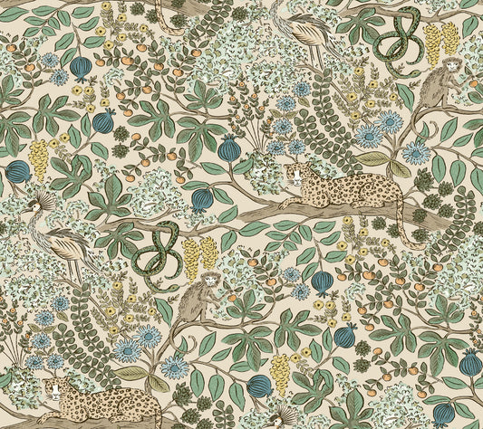 York Wallcoverings Rifle Paper Co. Safari Cream Jungle Toile Premium Peel + Stick Wallpaper Nature Whimsical Cream  Wallpaper - PSW1681RL