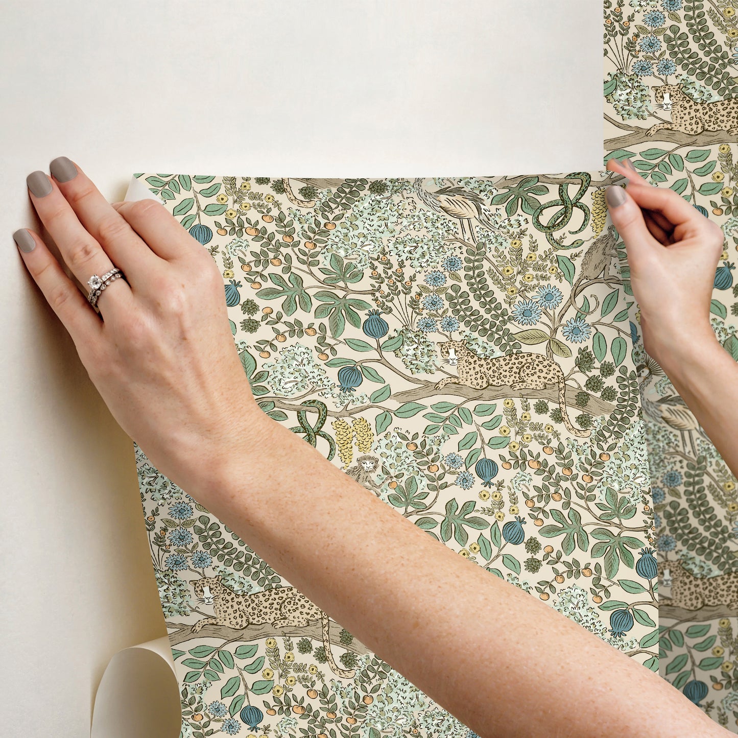 York Wallcoverings Rifle Paper Co. Safari Cream Jungle Toile Premium Peel + Stick Wallpaper Nature Whimsical Cream  Wallpaper - PSW1681RL