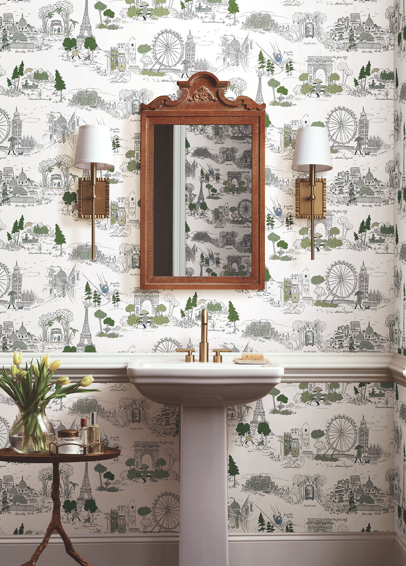 York Wallcoverings Rifle Paper Co. Travel Sketches Blue Globetrotter Premium Peel + Stick Wallpaper Graphics Whimsical Blue  Wallpaper - PSW1682RL