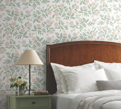 York Wallcoverings Rifle Paper Co. Peonies Blush Floral Premium Peel + Stick Wallpaper Botanical Modern Blush  Wallpaper - PSW1685RL