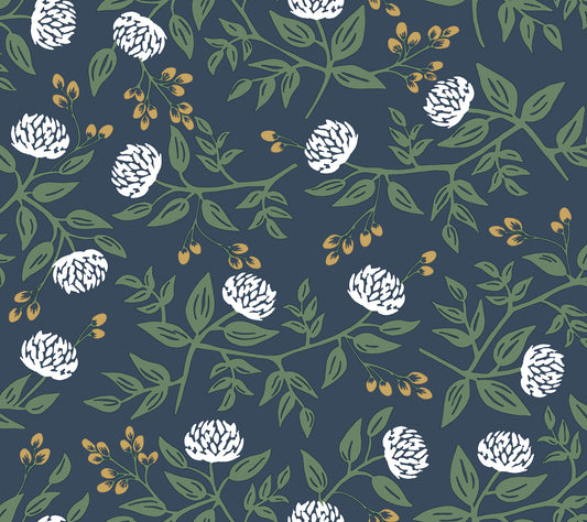 York Wallcoverings Rifle Paper Co. Peonies Navy Floral Premium Peel + Stick Wallpaper Botanical Modern Navy  Wallpaper - PSW1687RL