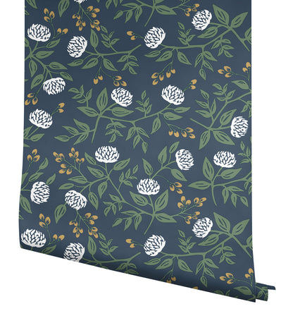 York Wallcoverings Rifle Paper Co. Peonies Navy Floral Premium Peel + Stick Wallpaper Botanical Modern Navy  Wallpaper - PSW1687RL