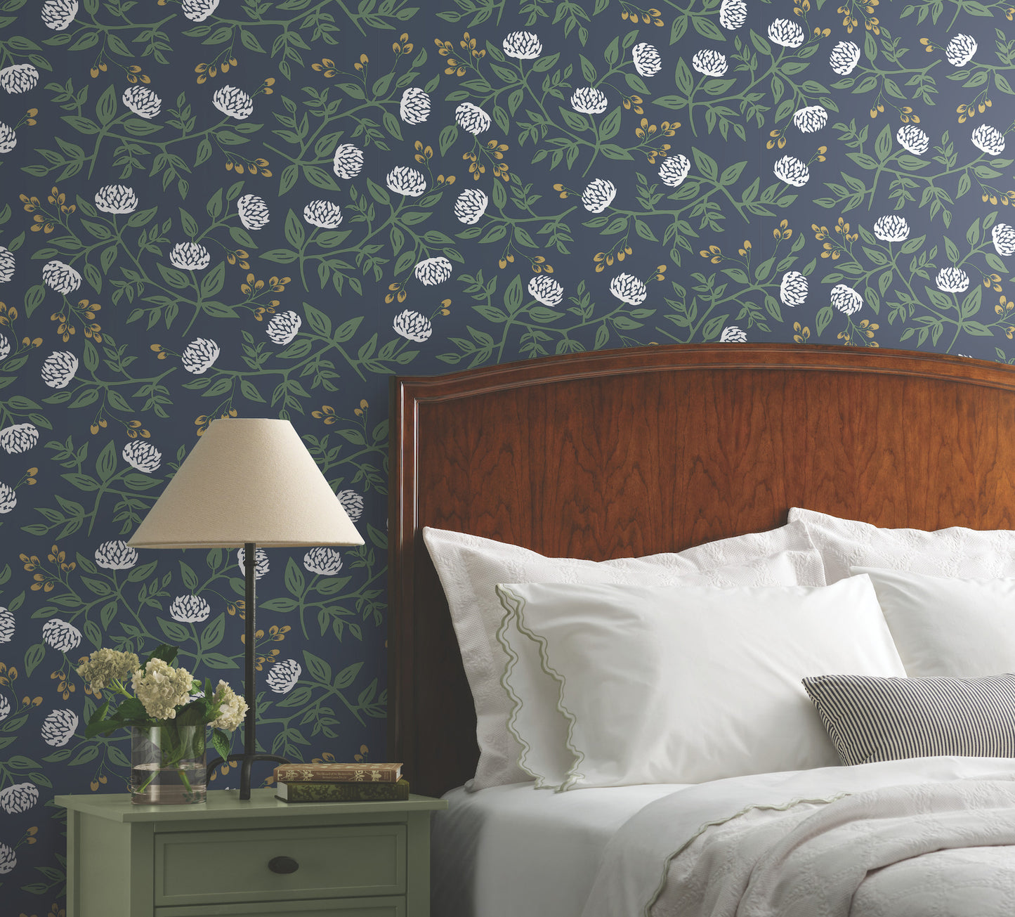 York Wallcoverings Rifle Paper Co. Peonies Navy Floral Premium Peel + Stick Wallpaper Botanical Modern Navy  Wallpaper - PSW1687RL