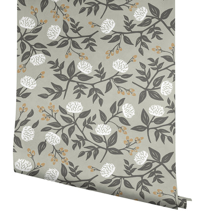 York Wallcoverings Rifle Paper Co. Peonies Grey Floral Premium Peel + Stick Wallpaper Botanical Modern Grey  Wallpaper - PSW1688RL