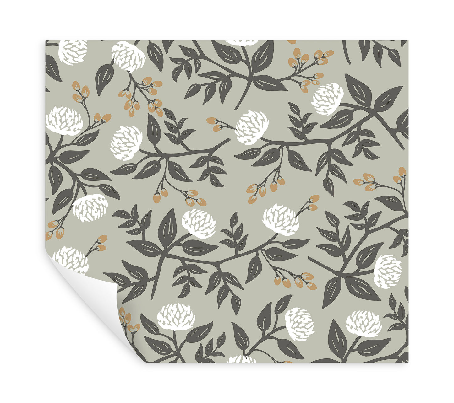York Wallcoverings Rifle Paper Co. Peonies Grey Floral Premium Peel + Stick Wallpaper Botanical Modern Grey  Wallpaper - PSW1688RL