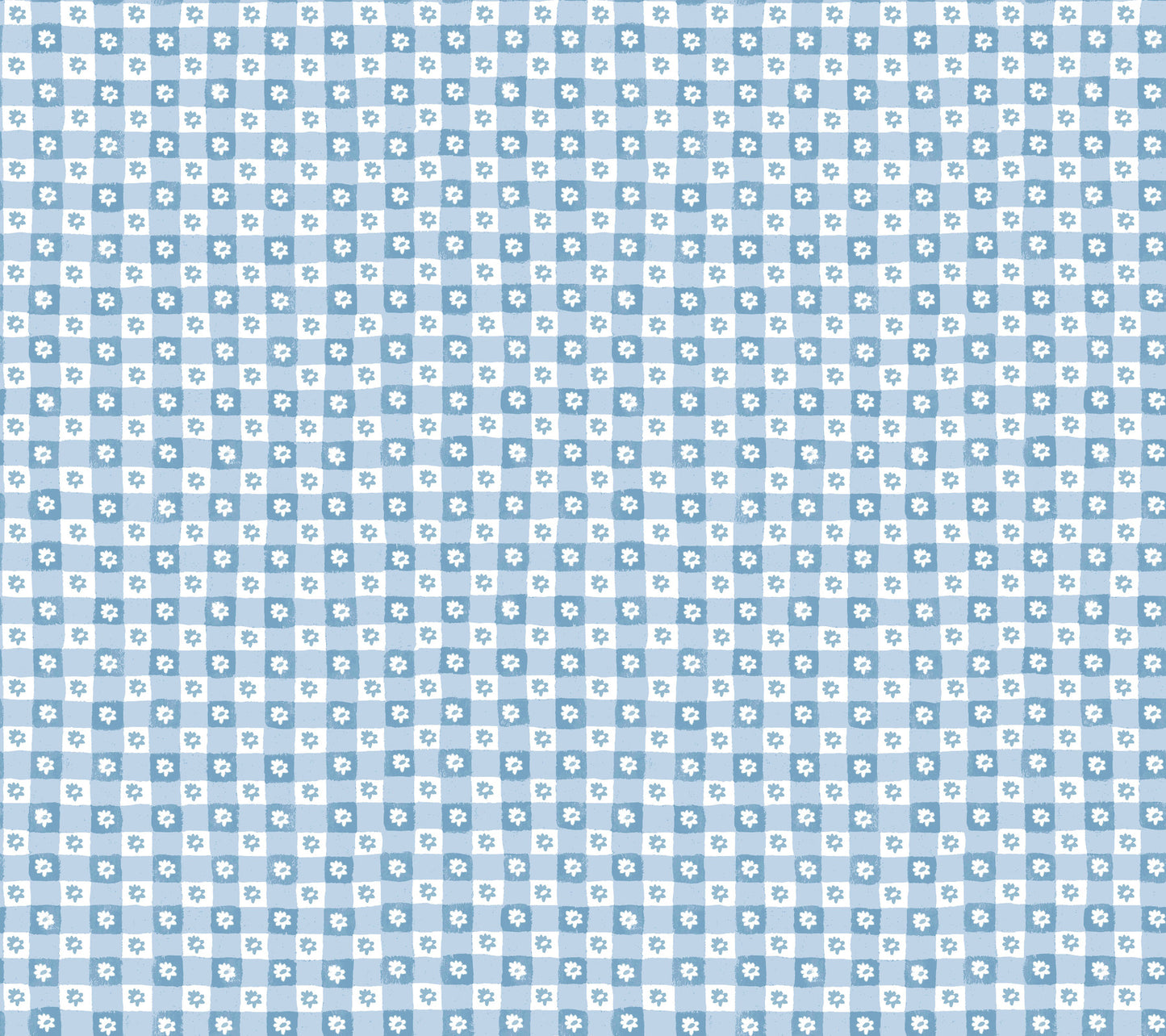 York Wallcoverings Rifle Paper Co. Daisy Gingham Blue Floral Check Premium Peel + Stick Wallpaper Graphics Whimsical Blue  Wallpaper - PSW1689RL