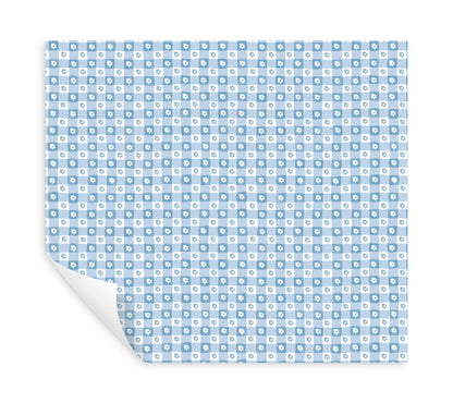 York Wallcoverings Rifle Paper Co. Daisy Gingham Blue Floral Check Premium Peel + Stick Wallpaper Graphics Whimsical Blue  Wallpaper - PSW1689RL