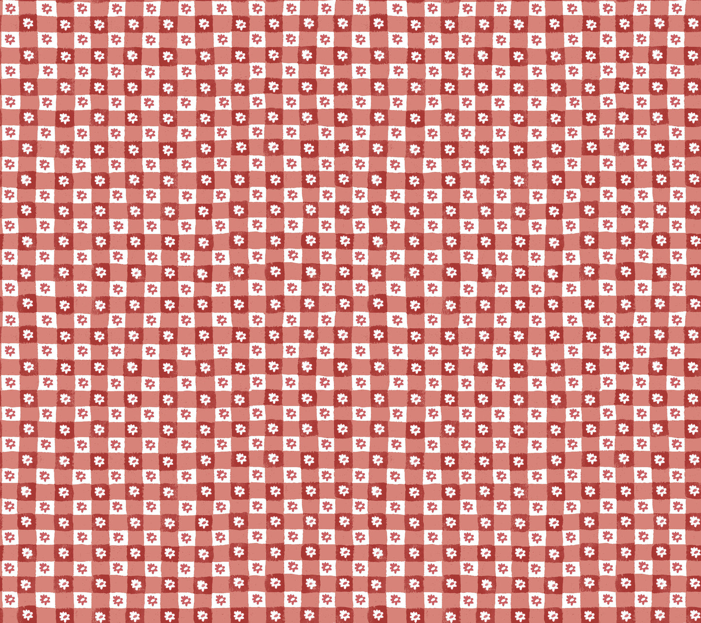 York Wallcoverings Rifle Paper Co. Daisy Gingham Red Floral Check Premium Peel + Stick Wallpaper Graphics Whimsical Red  Wallpaper - PSW1691RL