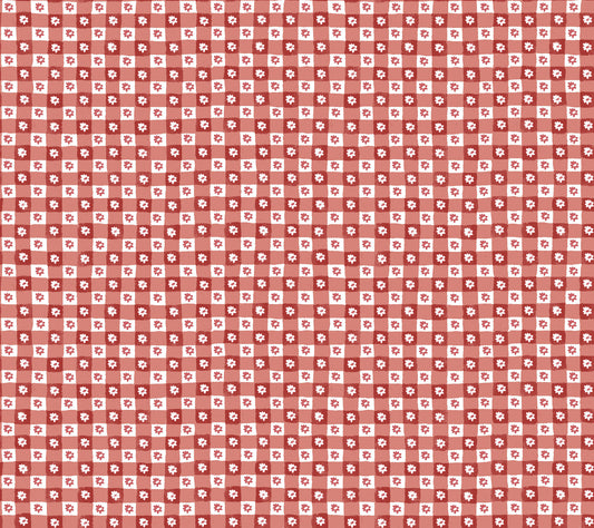 York Wallcoverings Rifle Paper Co. Daisy Gingham Red Floral Check Premium Peel + Stick Wallpaper Graphics Whimsical Red  Wallpaper - PSW1691RL