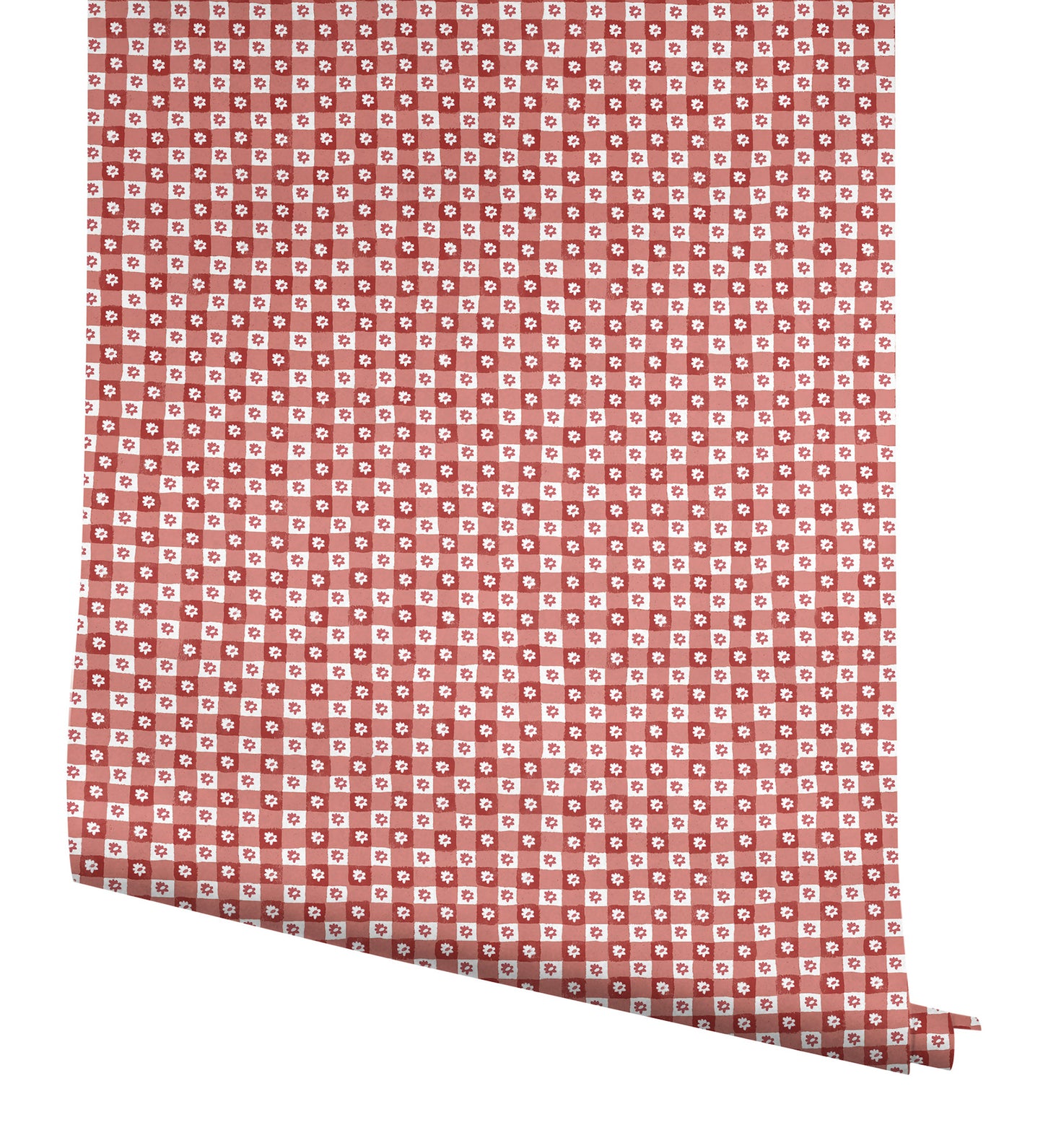 York Wallcoverings Rifle Paper Co. Daisy Gingham Red Floral Check Premium Peel + Stick Wallpaper Graphics Whimsical Red  Wallpaper - PSW1691RL