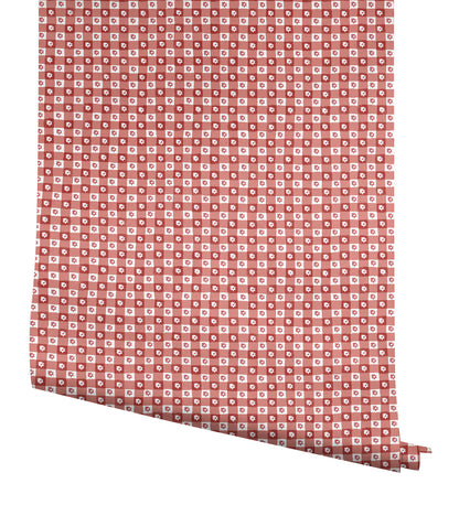 York Wallcoverings Rifle Paper Co. Daisy Gingham Red Floral Check Premium Peel + Stick Wallpaper Graphics Whimsical Red  Wallpaper - PSW1691RL