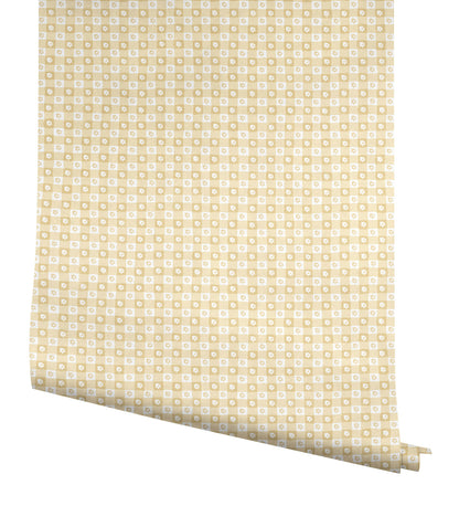 York Wallcoverings Rifle Paper Co. Daisy Gingham Yellow Floral Check Premium Peel + Stick Wallpaper Graphics Whimsical Yellow  Wallpaper - PSW1692RL