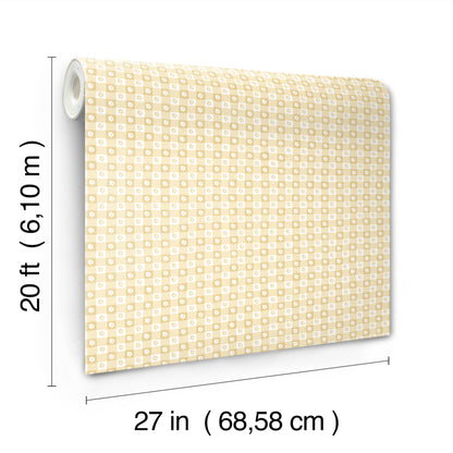 York Wallcoverings Rifle Paper Co. Daisy Gingham Yellow Floral Check Premium Peel + Stick Wallpaper Graphics Whimsical Yellow  Wallpaper - PSW1692RL