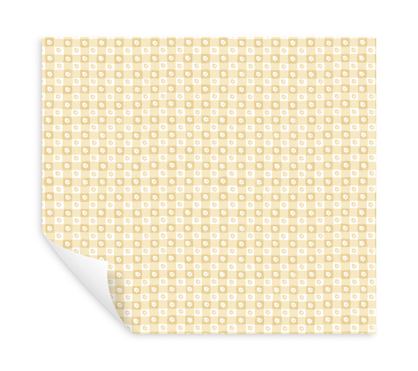 York Wallcoverings Rifle Paper Co. Daisy Gingham Yellow Floral Check Premium Peel + Stick Wallpaper Graphics Whimsical Yellow  Wallpaper - PSW1692RL