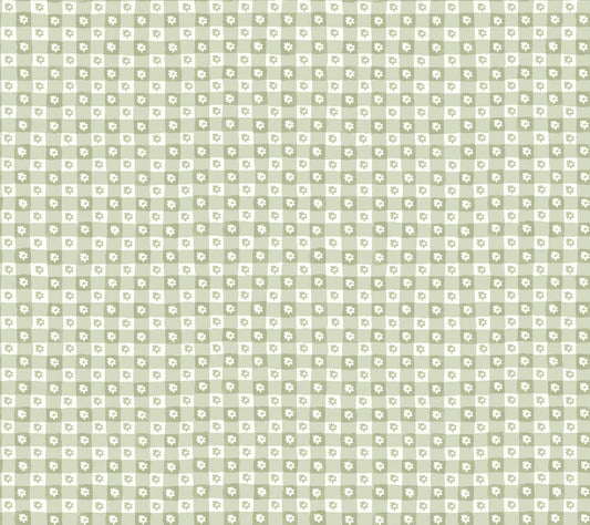 York Wallcoverings Rifle Paper Co. Daisy Gingham Green Floral Check Premium Peel + Stick Wallpaper Graphics Whimsical Green  Wallpaper - PSW1694RL