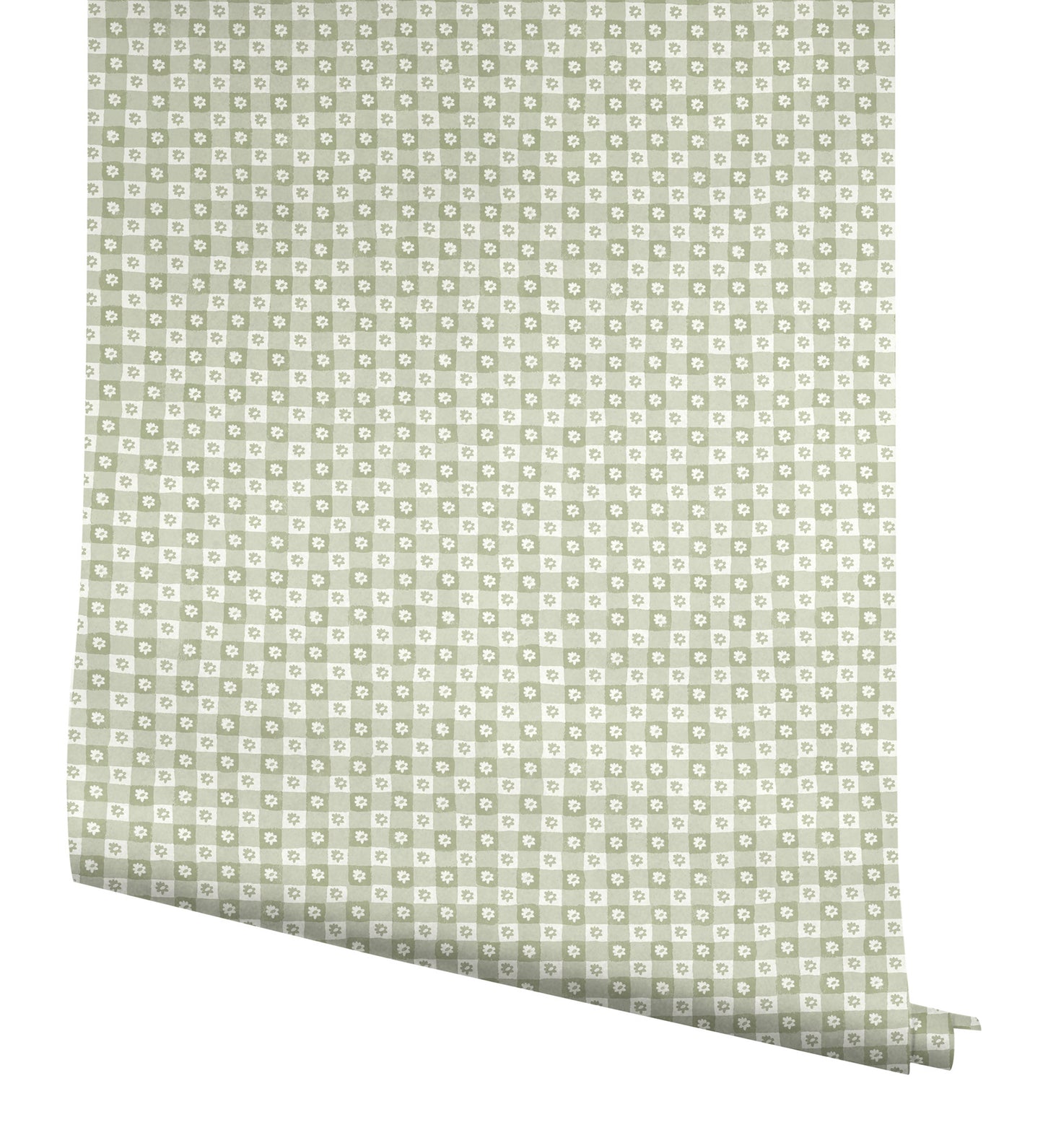 York Wallcoverings Rifle Paper Co. Daisy Gingham Green Floral Check Premium Peel + Stick Wallpaper Graphics Whimsical Green  Wallpaper - PSW1694RL