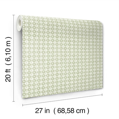 York Wallcoverings Rifle Paper Co. Daisy Gingham Green Floral Check Premium Peel + Stick Wallpaper Graphics Whimsical Green  Wallpaper - PSW1694RL