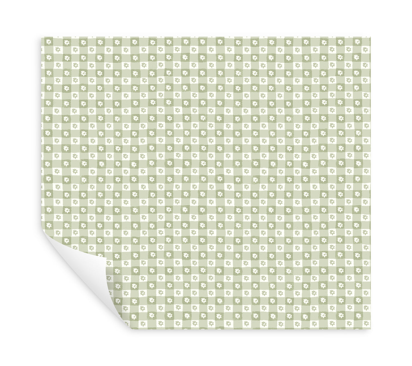 York Wallcoverings Rifle Paper Co. Daisy Gingham Green Floral Check Premium Peel + Stick Wallpaper Graphics Whimsical Green  Wallpaper - PSW1694RL