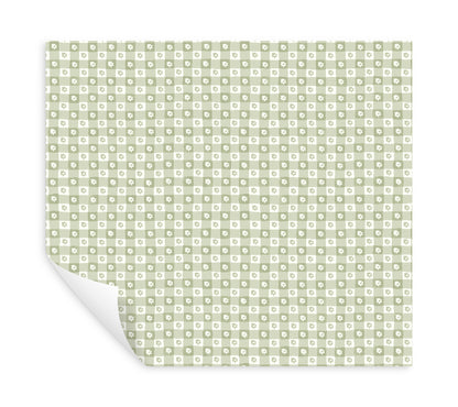 York Wallcoverings Rifle Paper Co. Daisy Gingham Green Floral Check Premium Peel + Stick Wallpaper Graphics Whimsical Green  Wallpaper - PSW1694RL