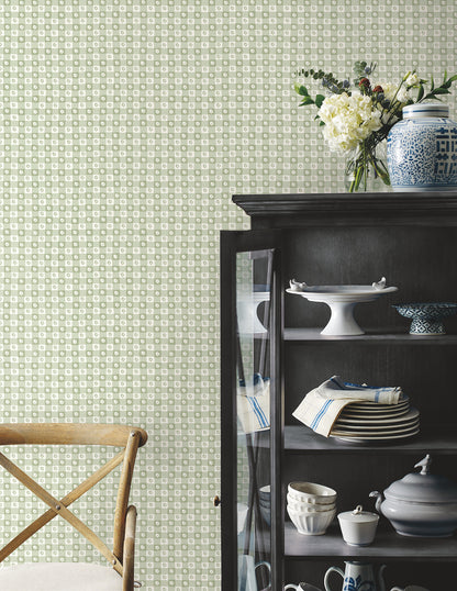 York Wallcoverings Rifle Paper Co. Daisy Gingham Green Floral Check Premium Peel + Stick Wallpaper Graphics Whimsical Green  Wallpaper - PSW1694RL