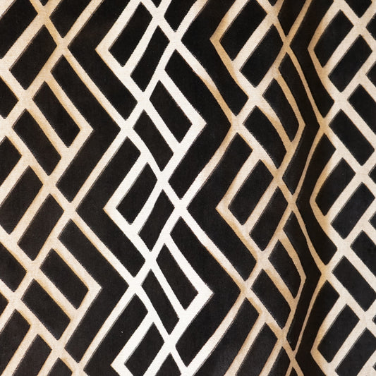 JF Fabrics JF Studio PUZZLE 99 Fabric Traditional,Transitional,Contemporary,Geometric Black,Creme,Beige  Jacquard,Velvet - 5501199 SJ101