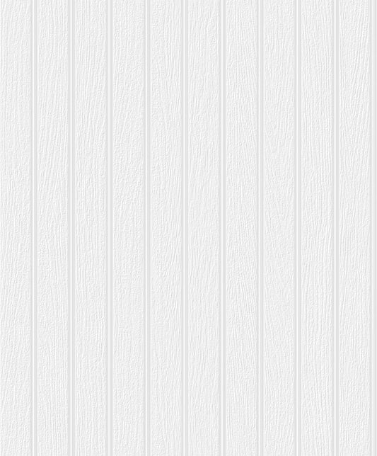 Seabrook Designs Paintable Wallpaper Faux Beadboard Wood Contemporary White Matte Sidewall - PW20100