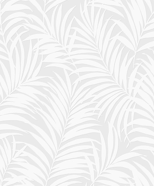 Seabrook Designs Paintable Wallpaper Tossed Palm Palm Leaf Coastal White Matte Sidewall - PW20200