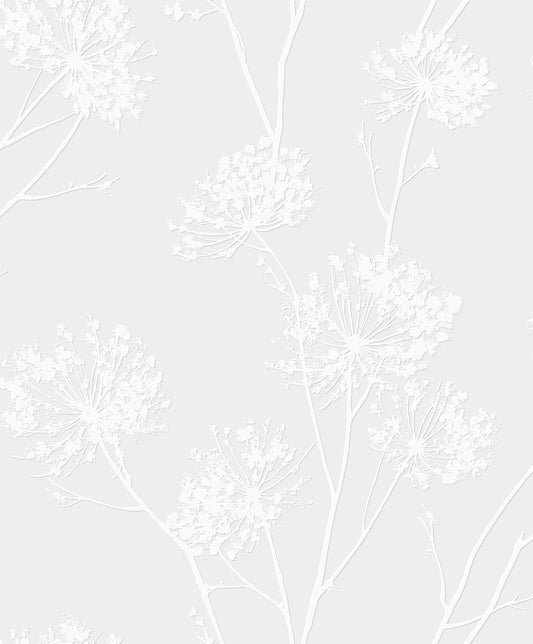 Seabrook Designs Paintable Wallpaper Dandelion Fields Floral Contemporary White Matte Sidewall - PW20300