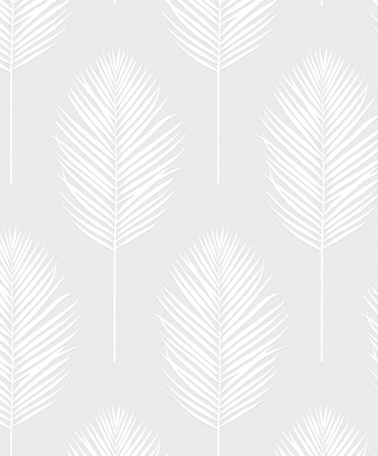 Seabrook Designs Paintable Wallpaper Palm Leaf Palm Leaf Coastal White Matte Sidewall - PW20600